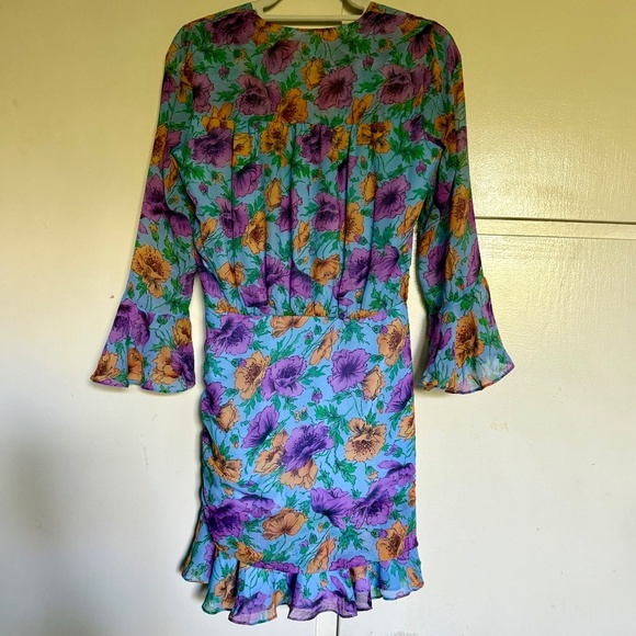 Veronica Beard  Sean Floral-Printed Ruched Dress Silk Size 0 - Picture 13 of 16